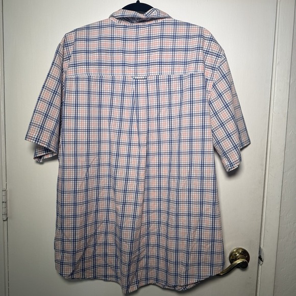 Chaps Ralph Lauren Men's Short Sleeve Button-Down Shirt Madras Plaid, Blue XL - Picture 5 of 6